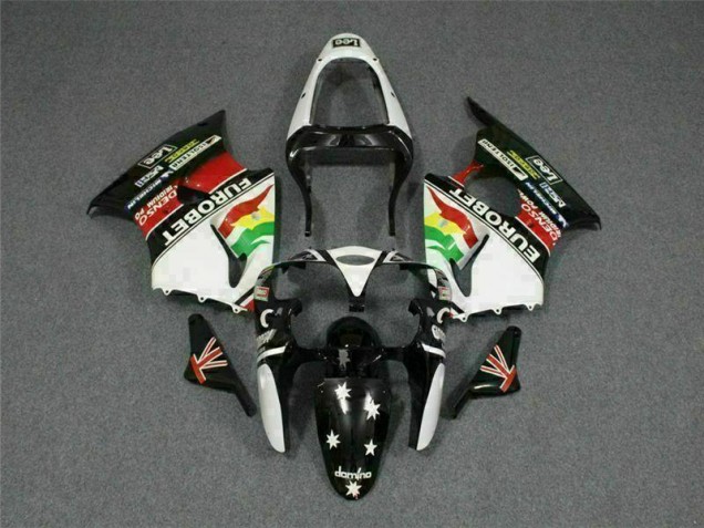 Carénage Moto Kawasaki ZX6R 2000-2002 - Noir Blanc Eurobet