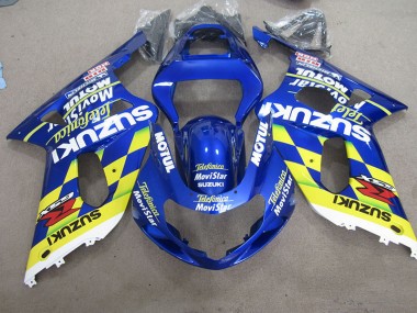 Carénage Moto Suzuki GSXR 600 K1 K2 K3 2001-2003 - Bleu Jaune Telefumia Movistar