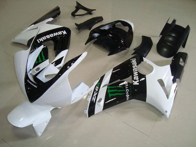 Carénages Moto Kawasaki ZX6R 2003-2004 - Blanc Monster