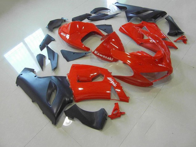 Carénage Moto Kawasaki ZX6R 2005-2006 - Rouge et Noir Mat