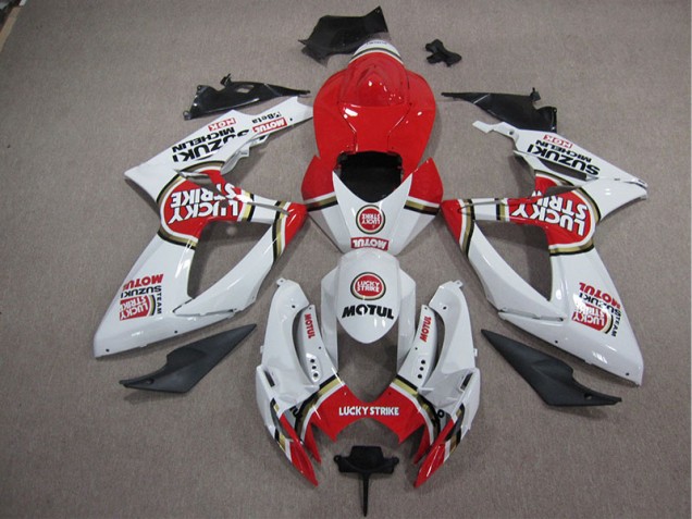 Carénage Moto Suzuki GSXR 1000 K5 2005-2006 - Blanc Lucky Strike Rouge Motul