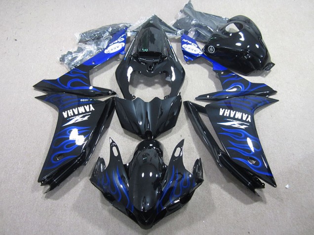 Carénage Moto Yamaha R1 2007-2008 - Noir avec Bleu Flamme