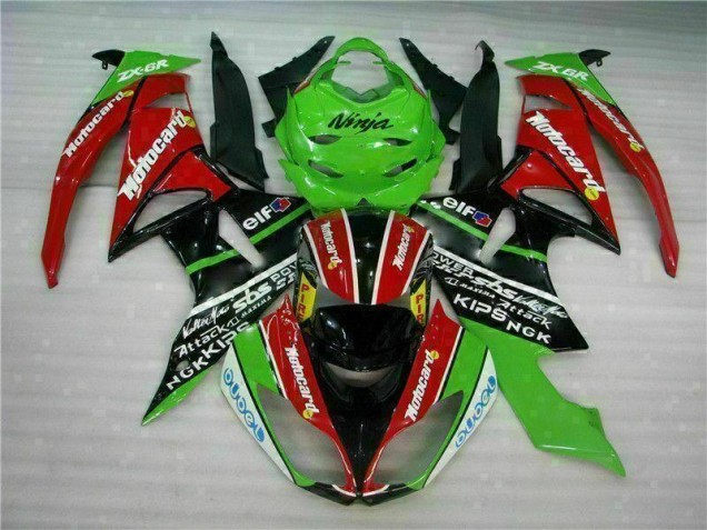 Carénage Moto Kawasaki ZX6R 2009-2012 - Noir Rouge Vert Motocard