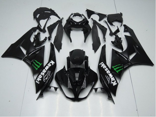 Carénage Moto Kawasaki ZX6R 2009-2012 - Noir avec Monster